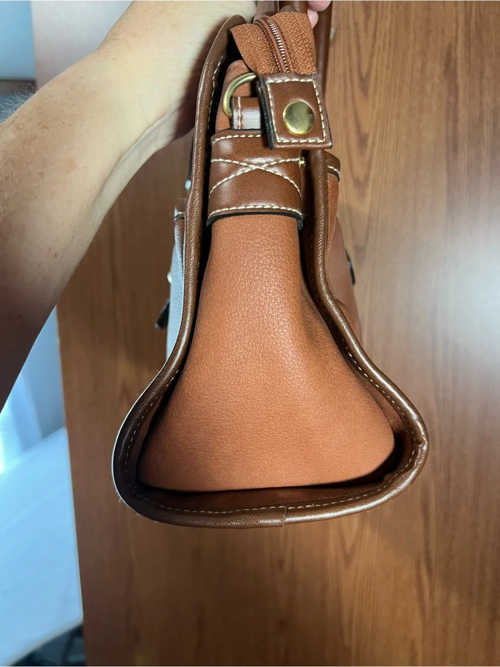 Via Piaggi Women’s Brown Satchel Top Handle Handbag Purse Vintage Style